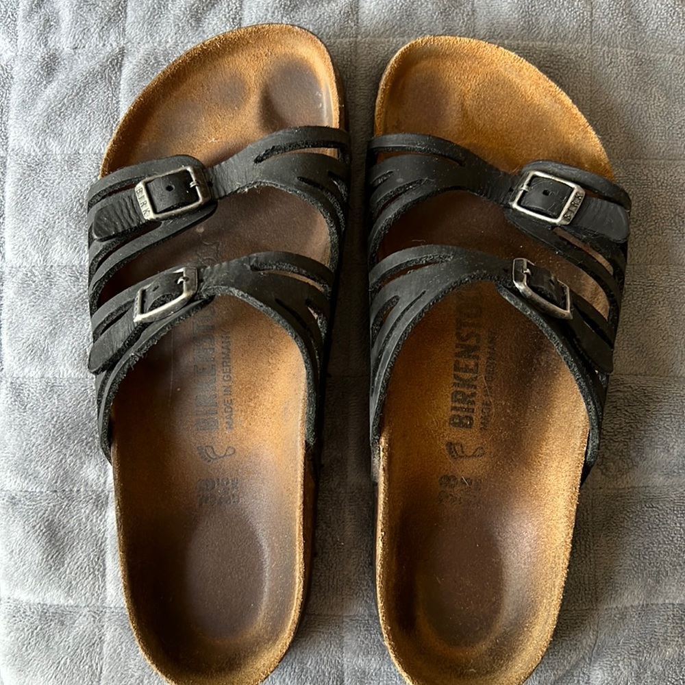 Birkenstock Black Oiled Leather Granada 38